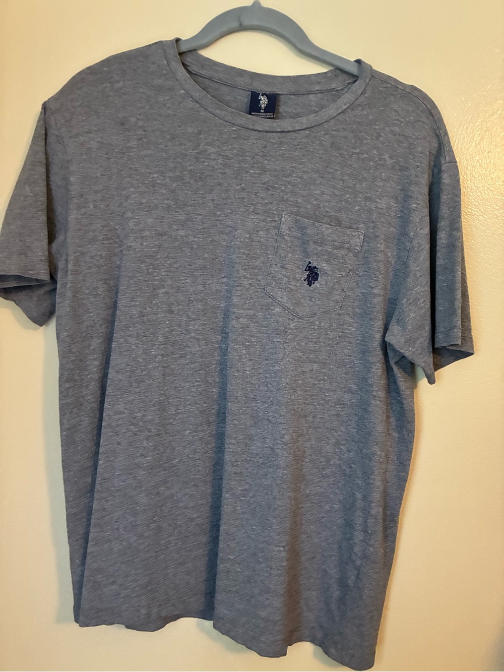 U.S. Polo Assn. Men's Light Heather Gray Pocket Tee with Navy Logo